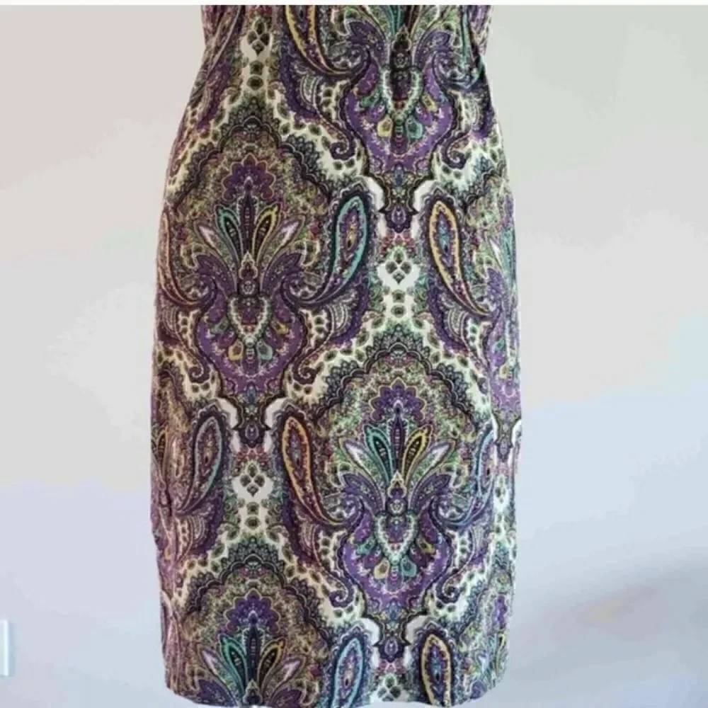 J CREW Silk Paisley Spaghetti Strap Dress Sz 0